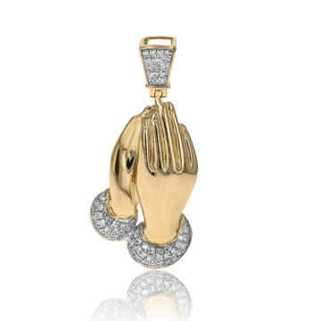 Diamond praying hands pendant 10K gold